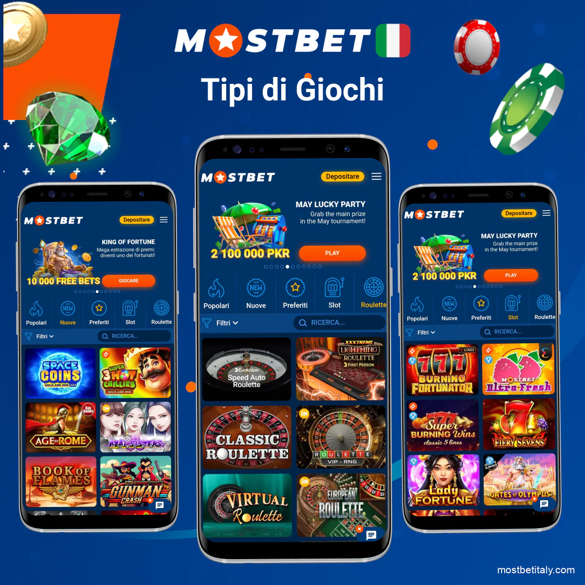 Giochi da casinò disponibili sull’app Mostbet